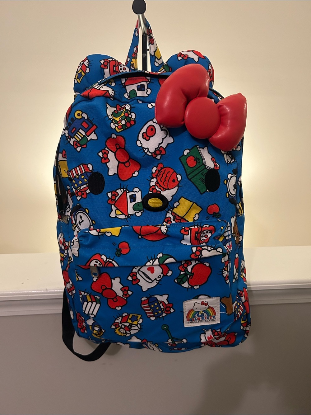 Loungefly Sanrio Hello Kitty 40th Anniversary Blue Backpack 3D Plush Bow rare